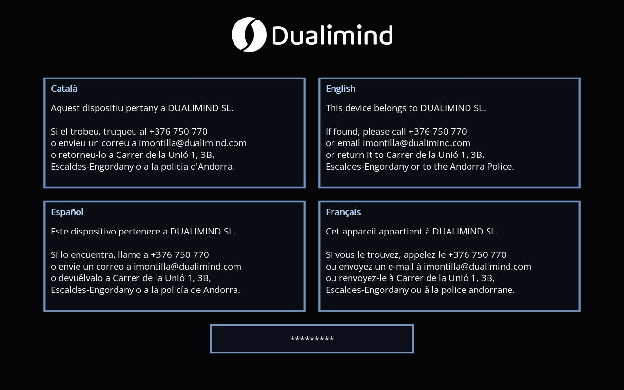 Screenshot with returning message in four languages