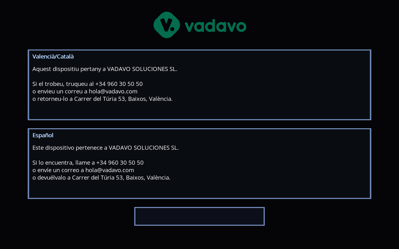 Screenshot with returning message in two languages